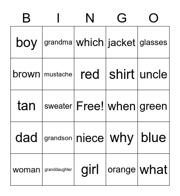 End of the Week ASL Review Bingo Card