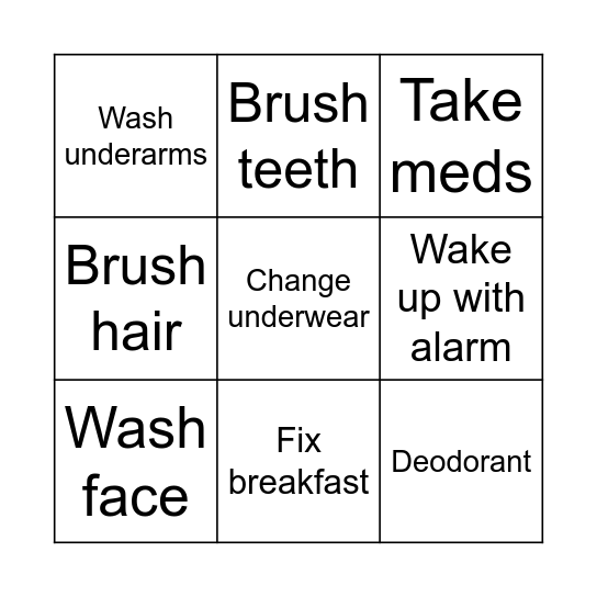 Monday Bingo Card