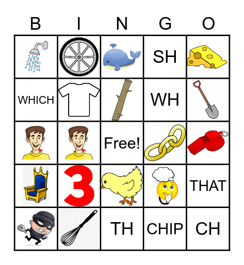 Digraph Bingo Card