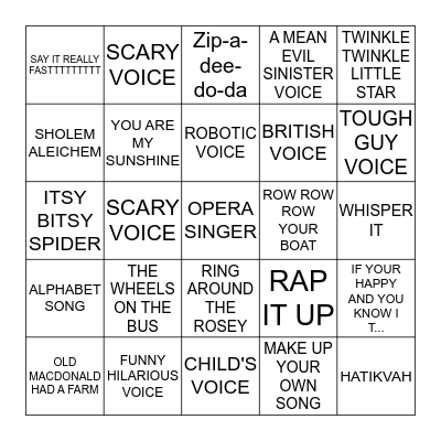 DAYENU MADNESS !!!! Bingo Card