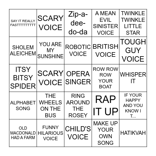 DAYENU MADNESS !!!! Bingo Card