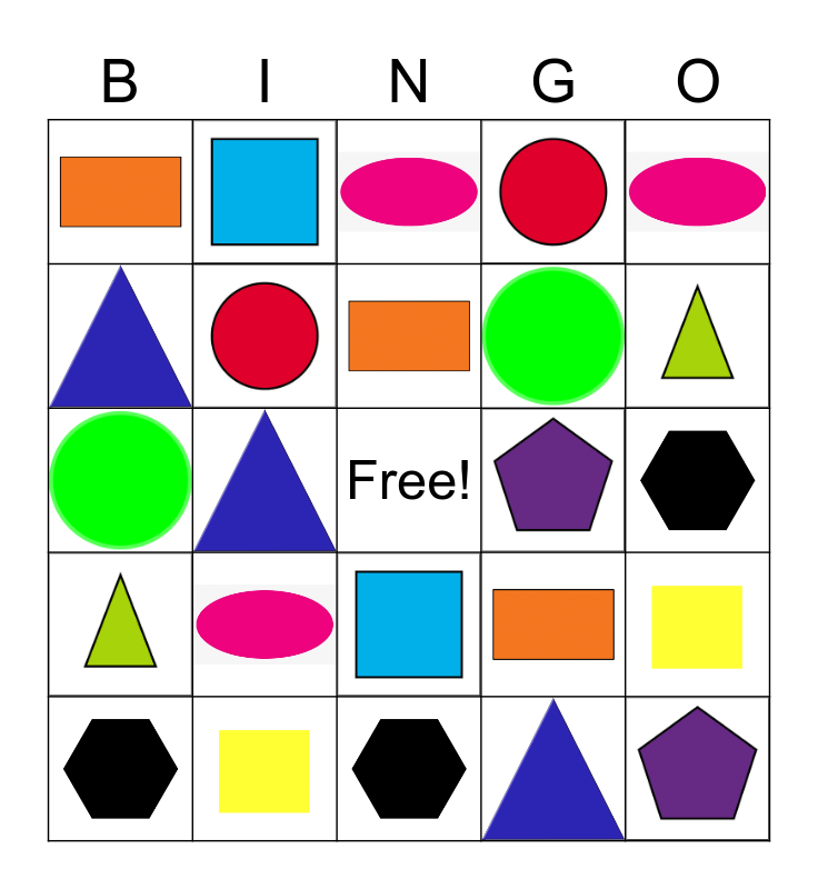 Colour My Shapes! Bingo Card