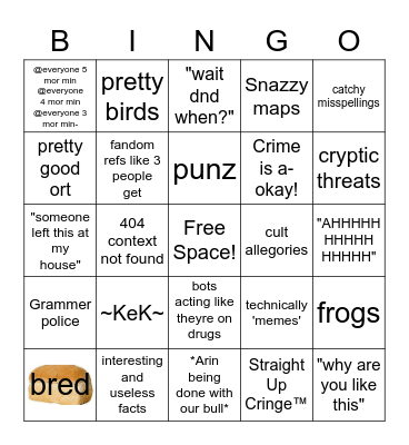 D&D buds discord server bingo Card