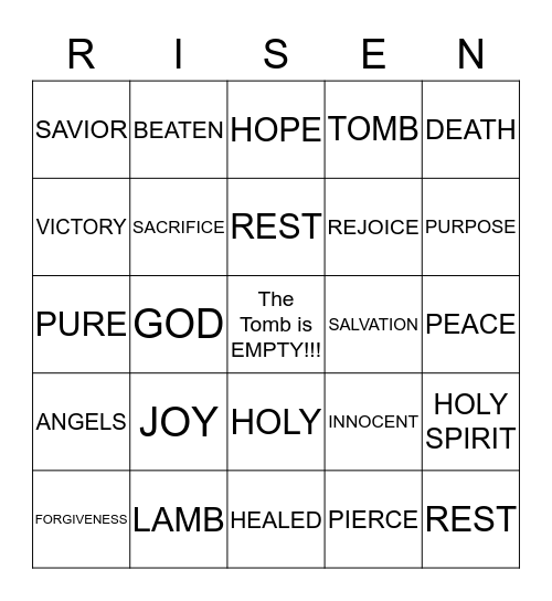 HE Died So That We Could Live!!! Bingo Card