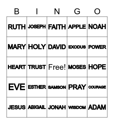 BIBLE BINGO Card