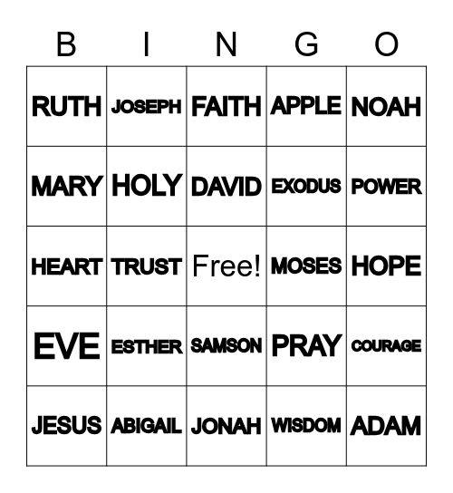 BIBLE BINGO Card