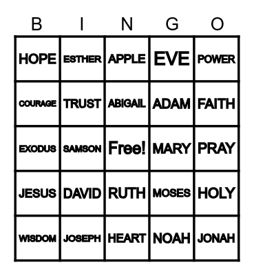 BIBLE BINGO Card