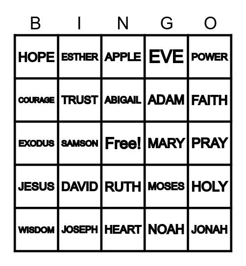 BIBLE BINGO Card