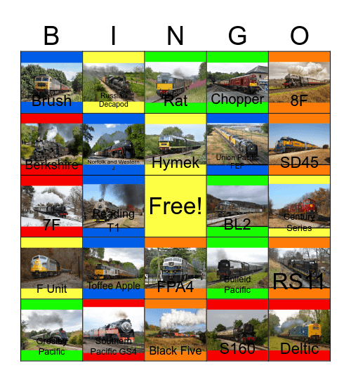 Locomotive Series Bingo Card