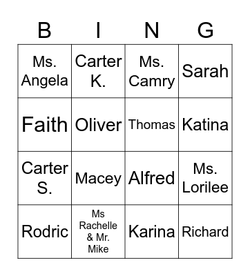 The Body of Christ Bingo Card