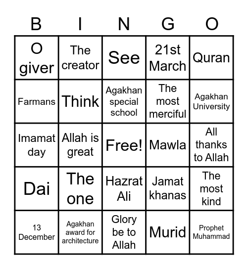 BINGO Card