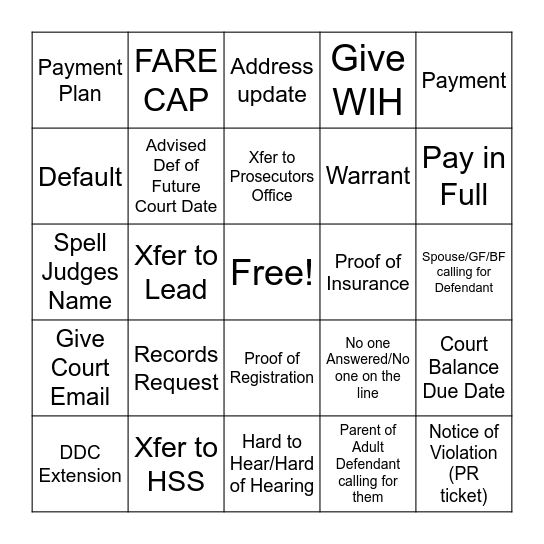 TCOM BINGO Card