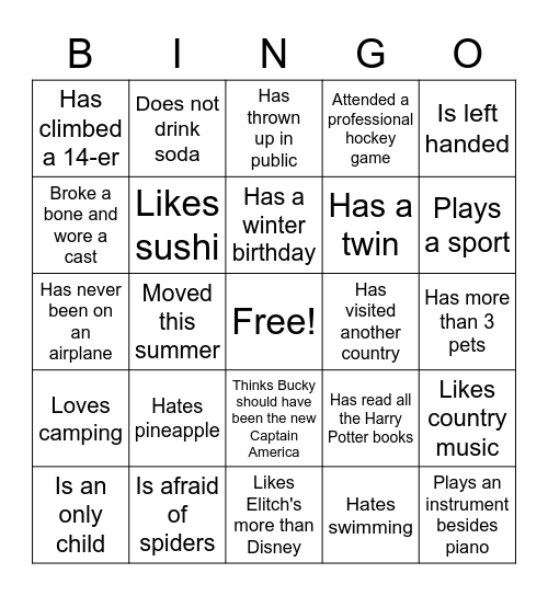 Find someone who... Bingo Card