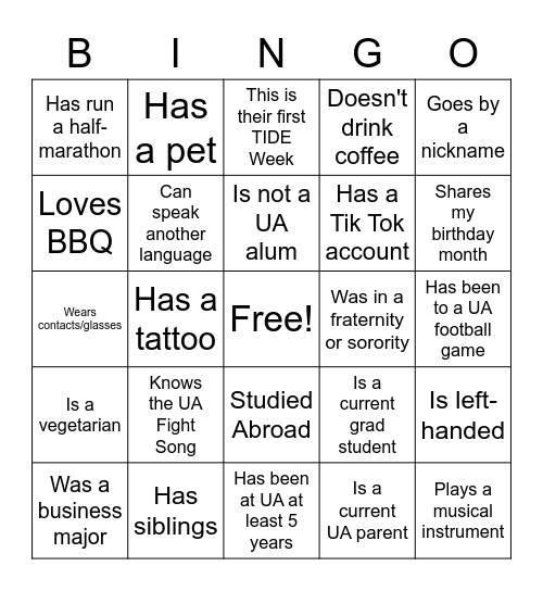 TIDE Week 2021-Find Someone Who Bingo Card