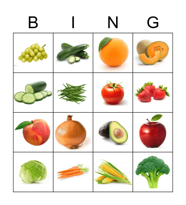 VEGGIES AND FRUIT Bingo Card
