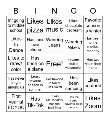 Diversity Bingo Card