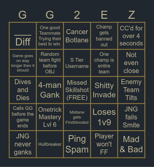 Tilted Bingo Card