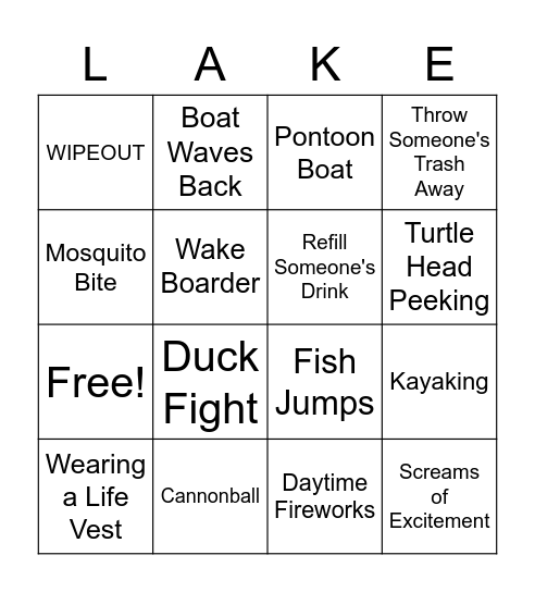 LAKE Bingo Card
