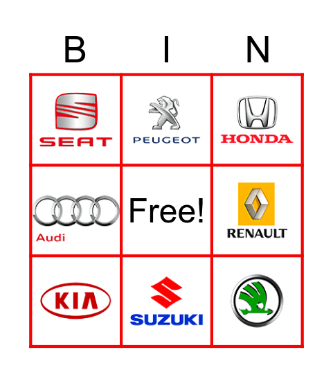 Automargid / Mарки машин Bingo Card