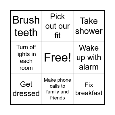Monday Bingo Card
