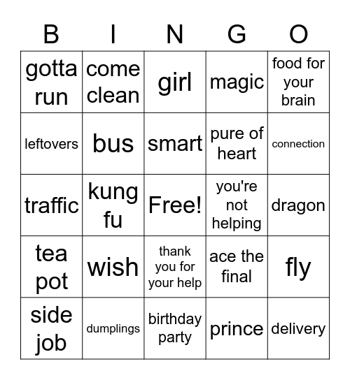 Magic Dragon Bingo Card