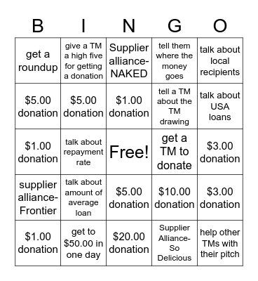 Whole Planet Foundation Bingo Card