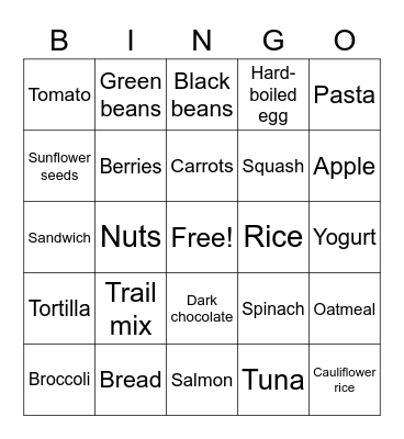 Food Bingo Card