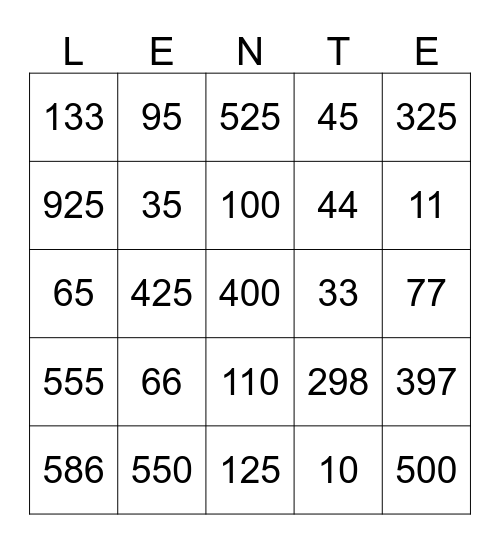 SEIZOENEN Bingo Card