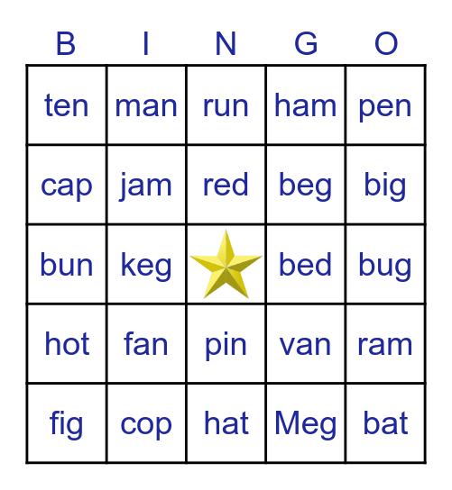 CVC Bingo Card