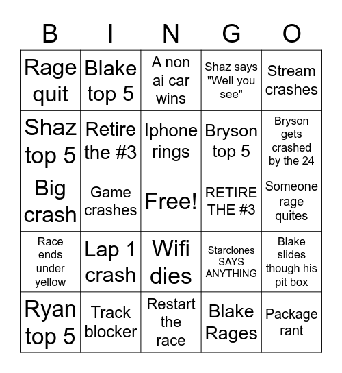 MMCS Goatco Cup Series Bingo Card