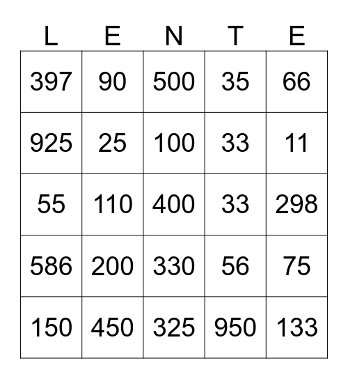 SEIZOENEN Bingo Card