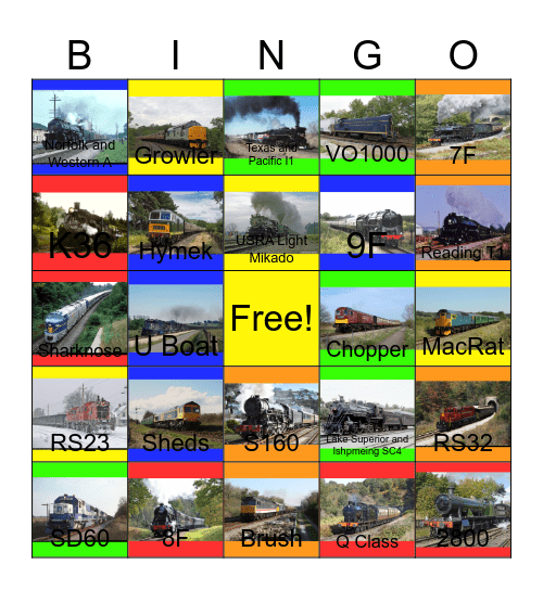 Freight Locomotives around North America and Britain Bingo Card