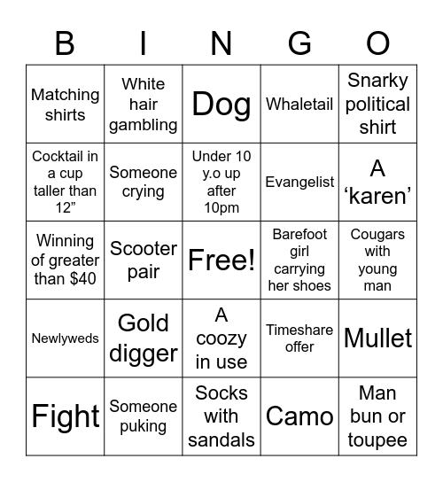 Park Riedel Vegas Bingo Card