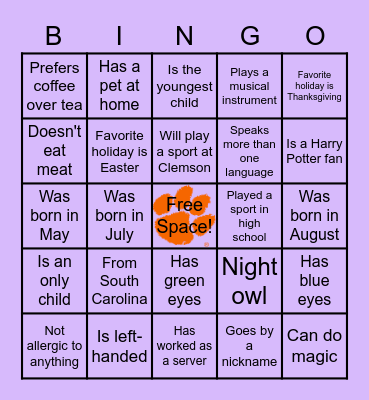 Meet the Team! Bingo Card