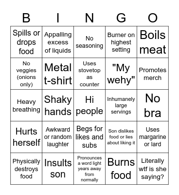 Kays' Cooking Bingo! Bingo Card