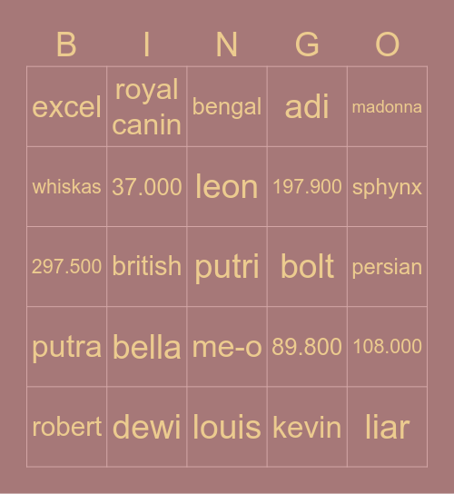 🧸yooa🧸 Bingo Card