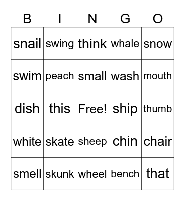 Phonics 4 Words Bingo Card