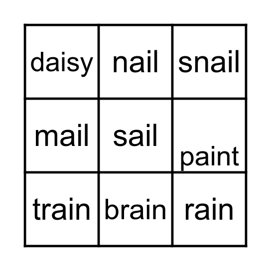 Long vowel digraph ai bingo Card