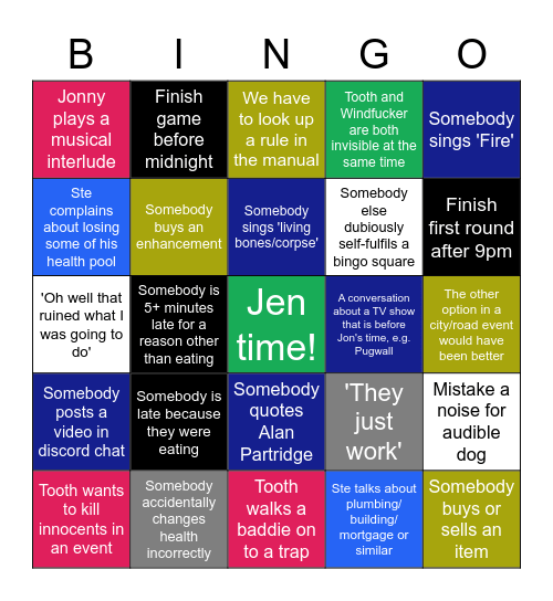 Gloomhaven Bingo - Tom Bingo Card