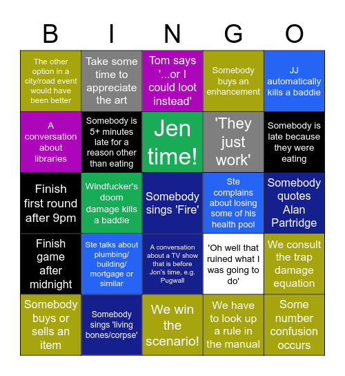 Gloomhaven Bingo - Jonny Bingo Card