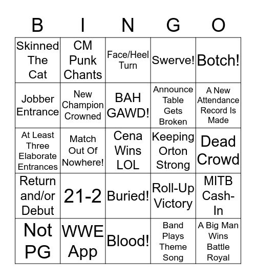 WrestleMania 31 Bingo Card