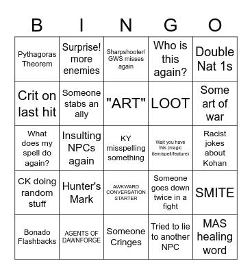 DnD Bingo Card