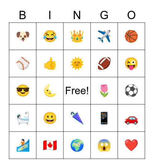 Emoji Bingo Card