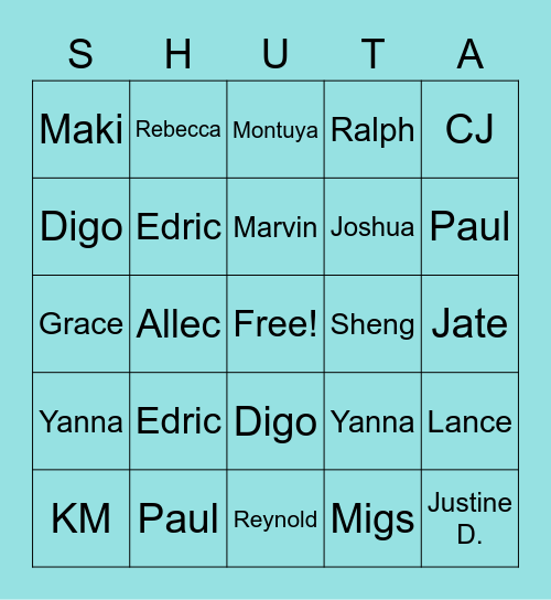 GnG SHUTA!!! Bingo Card