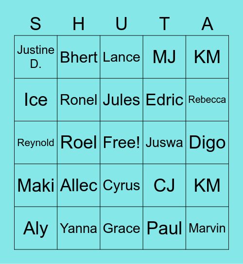 GnG SHUTA Bingo Card