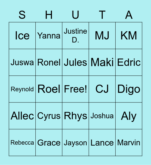 GnG SHUTA Bingo Card