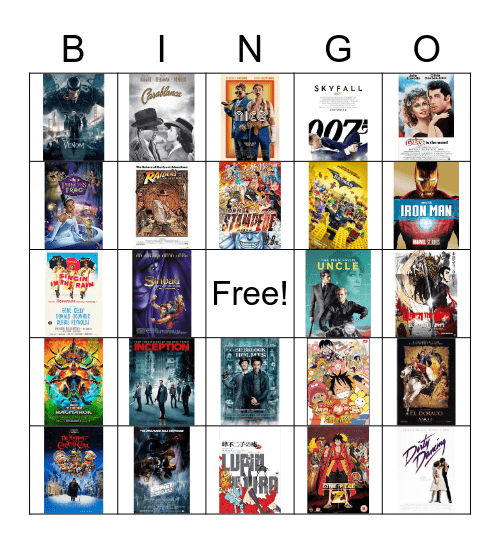 Fav Movies Bingo Card