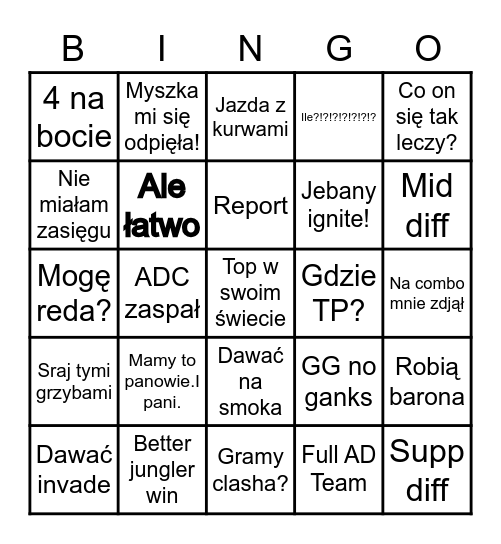 Clash Bingo Card