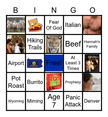 Hannah and Paul Bingo Card