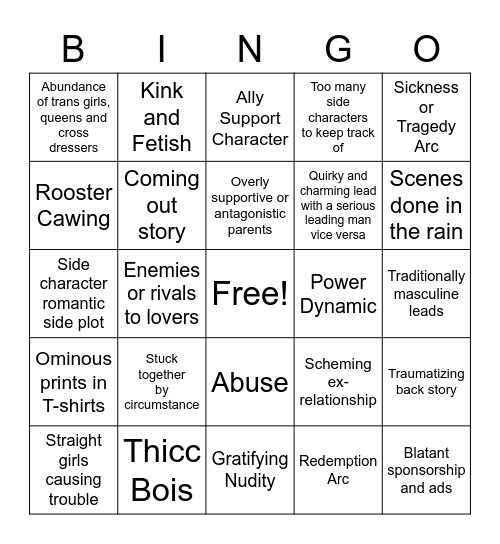 BL Bingo Card